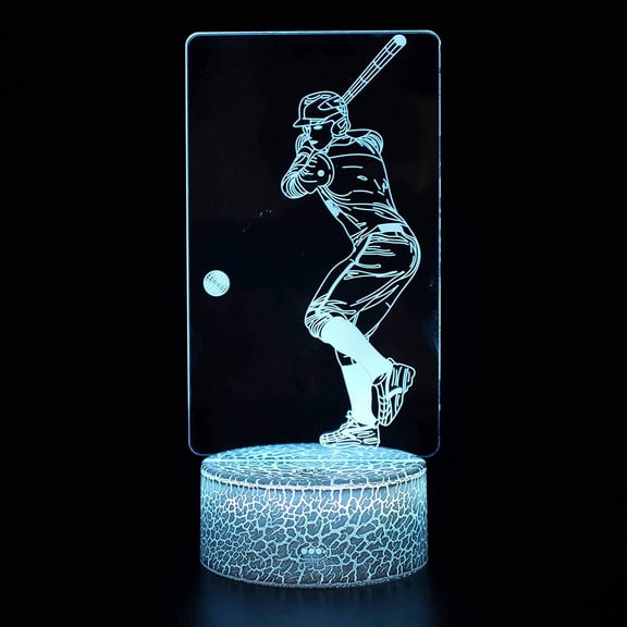 Play baseball 3D Night Light 16 Color Change Lamp Acrylic Flat ABS Base USB Charger Home Decoration Toy Brithday Xmas Kid Children Gift