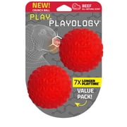 Play by Playology Dog Toys | Interactive Dog Balls | Crunchy Ball Toy 2-Pack