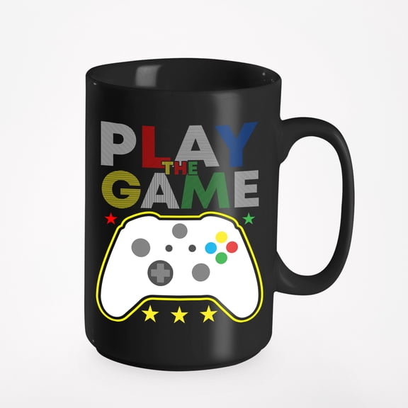 Play the Game, Gamer or Video Games Lover, Black 15oz Ceramic Mug