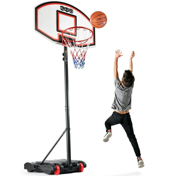 Portable Basketball Hoop for Kids Height Adjustable 5.9 ft-6.9 ft Portable Basketball Stand Weather Resistant Hoop - Sports Backboard System Stand with Wheels Indoor Outdoor Play - Play22USA