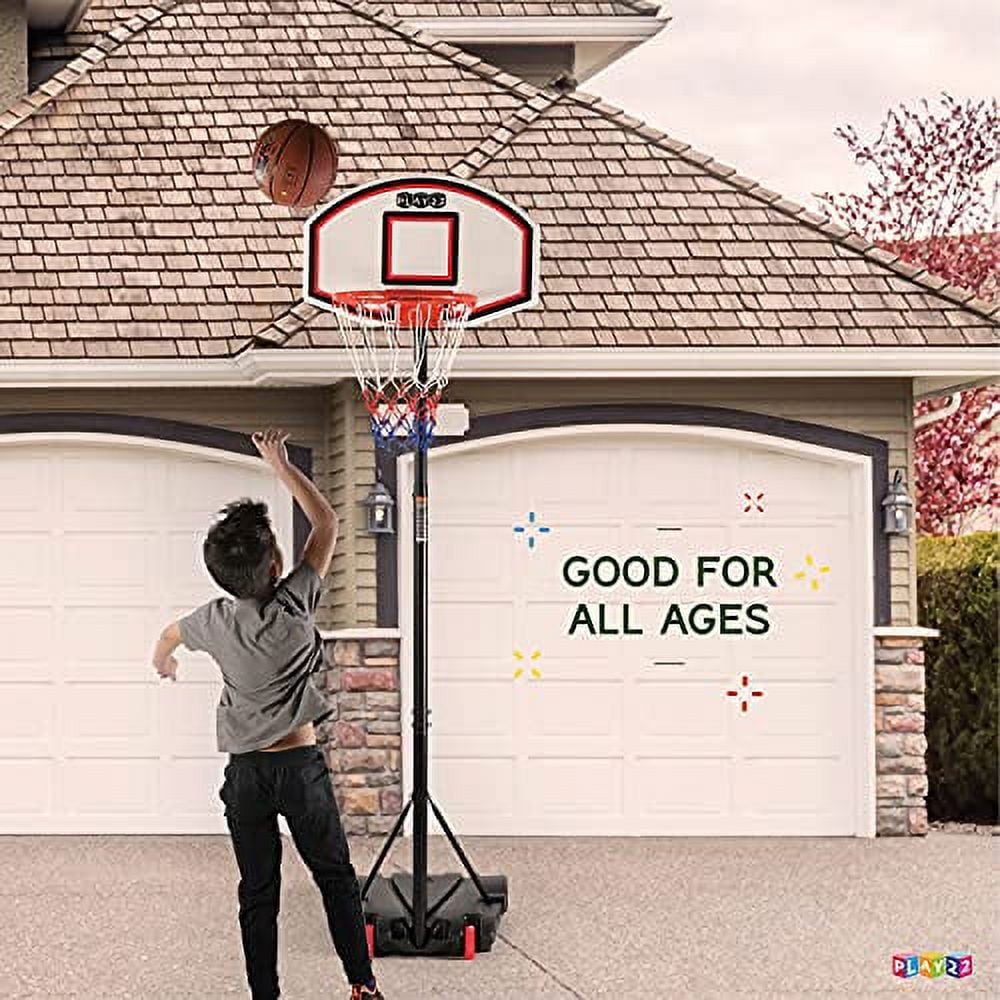  Play22 Kids Adjustable Basketball Hoop Height 5-7 FT -  Portable Basketball Hoop for Kids Teenagers Youth and Adults with Stand &  Backboard Wheels Fillable Base - Basketball Goals Indoor Outdoor