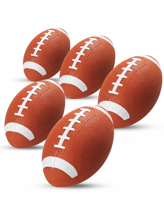6-Inch Mini Footballs – 5 Pack Brown | Inflatable PVC Toy Footballs with Hand Pump for Kids & Toddlers – Indoor & Outdoor Play, Parties & Backyard Games