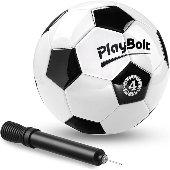 PlayBolt Soccer Ball Size 4 – 1 Pack Soccer Ball with Hand Pump for Kids & Teens – Training, Practice & Outdoor Play