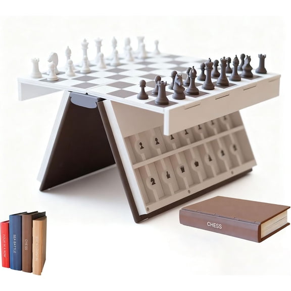 PlayBook'd - Hangman Game , Playbook Board Game, 3D Printed Chess Set, Four in a Row, Sea Battle, Backgammon, Mancala, Sling Puck, Books Design for Adults
