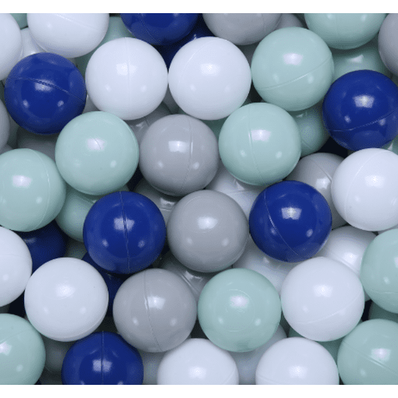PlayMaty Ball Pit Balls 100 Pcs Phthalate Free BPA Free Plastic Balls Crush Proof Stress Balls for Kids Playhouse Ball Pool Pit Accessories 2.1 InchesBlue Gray with Transparent