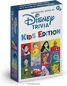 PlayMonster The Magical World of Disney Trivia Board Game - Kids Edition - 615 Questions for Disney Fans, Family & Travel Game, 2+ Players Ages 5+