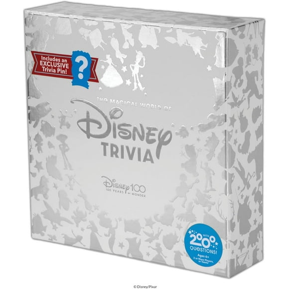 PlayMonster The Magical World of Disney Trivia: 100 Years of Wonder Trivia Board Game Cards for Children with Disney + Pixar Art, Exclusive Pin, for Kids Ages 6+