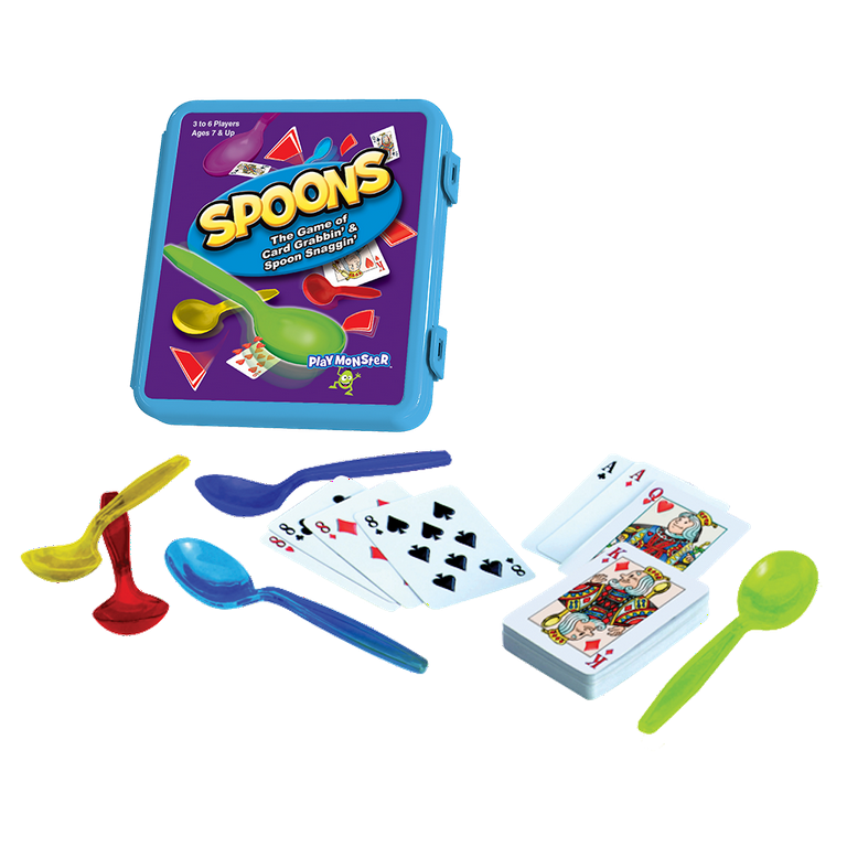 PlayMonster Spoons in a Case Fun Family Card Game 3-6 Players Ages