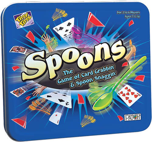 PlayMonster Spoons in a Case, Fun Family Card Game, 3-6 Multi-Player, Children Ages 7+