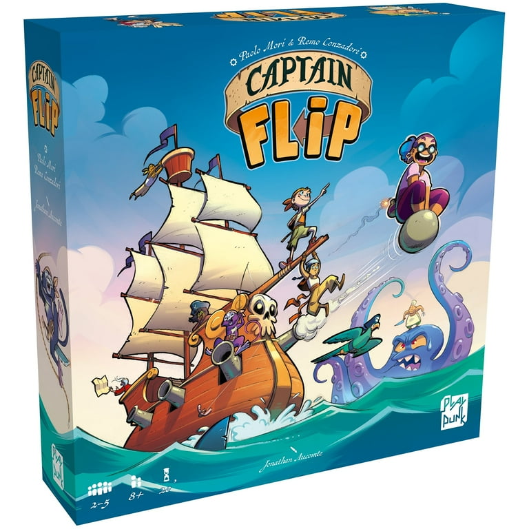 PlayPunk: Captain Flip - Board Game, Play As a Pirate Captain, Recruit Crew, Collect Coins, Family-Friendly Pirate Theme, Ages 8+, 2-5 Players, 20 Min PlayPunk: Captain Flip - Board Game, Play As a Pirate Captain, Recruit Crew, Collect Coins, Family-Friendly Pirate Theme, Ages 8+, 2-5 Players, 20 Min
