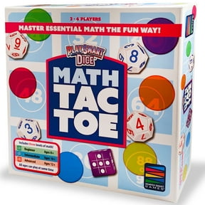 PlaySmart Dice Math-Tac-Toe, Stem Multiple Skill-Leveled Mental Math Made Fun, Ages 8+, 2-6 Players