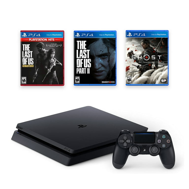 PlayStation 4 1TB Console with The Last of Us and Ghost of Tsushima - PS4  Slim 1TB Jet Black HDR Gaming Console, Wireless Controller and Games | PS4-Spiele