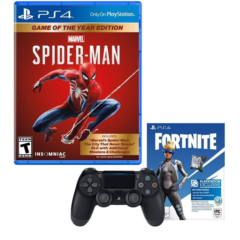 PlayStation 4 DualShock Controller with Fortnite and Spiderman: Game of the  Year Edition for the PlayStation 4 