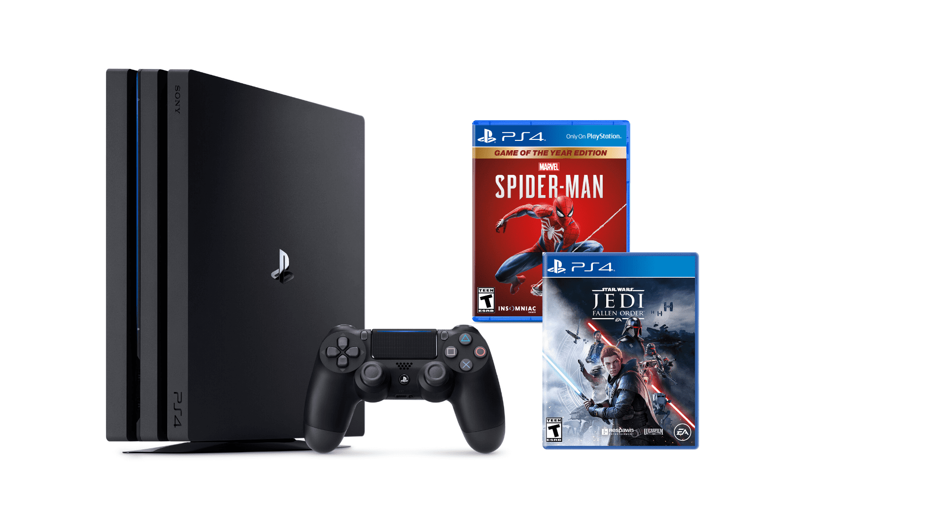 PlayStation 4 Pro 1TB with BONUS StarWars: Jedi Fallen Order and Spiderman  Game of the Year Edition