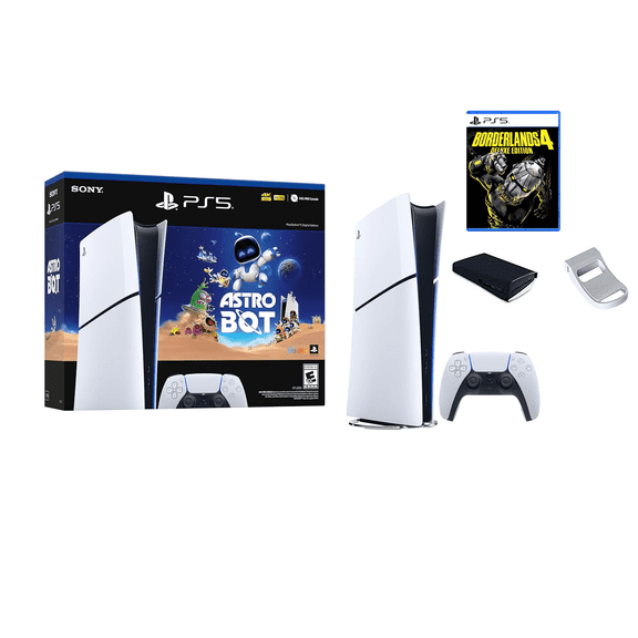 PlayStation®5 Digital Edition – ASTRO BOT Bundle + Borderlands 4 Deluxe Edition + Game Console Dust Cover + Headphone Hook
