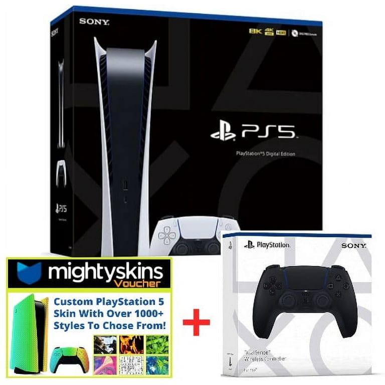 PlayStation 5 Digital Edition Console with PS5 Midnight Black Dualsense  Wireless Controller & MIGHTYSKINS VOUCHER Limited Bundle