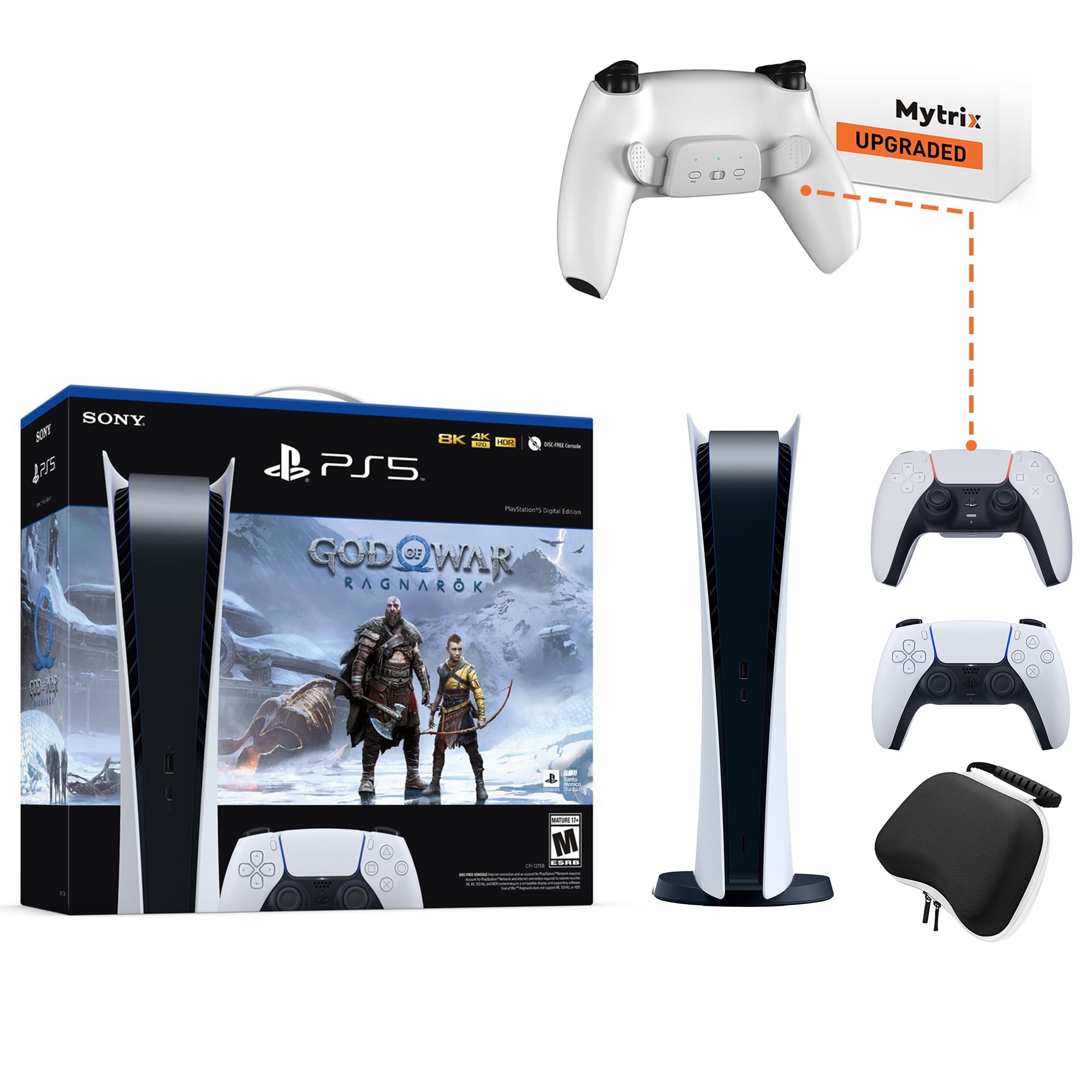 PlayStation VR2 and PlayStation_PS5 Video Game Console (Digital Version)  God of War Ragnark Bundlewith Extra White Dualsense Controller 