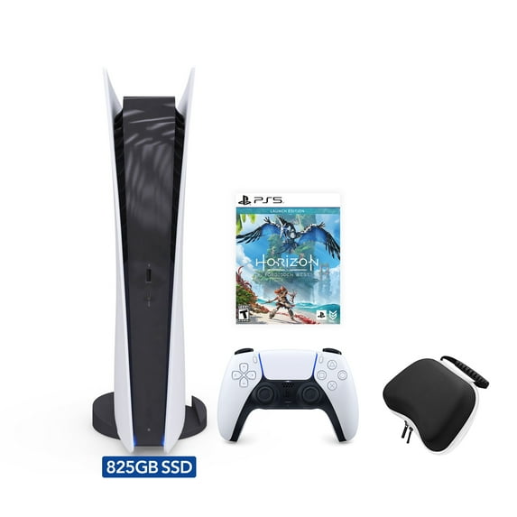 PlayStation 5 Digital Edition Horizon Forbidden West Bundle and Mytrix Controller Case - White, PS5 825GB Gaming Console