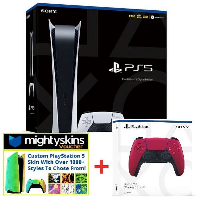PlayStation 5 Digital Edition with PS5 Cosmic Red Controller & MIGHTYSKINS  VOUCHER Limited Bundle 