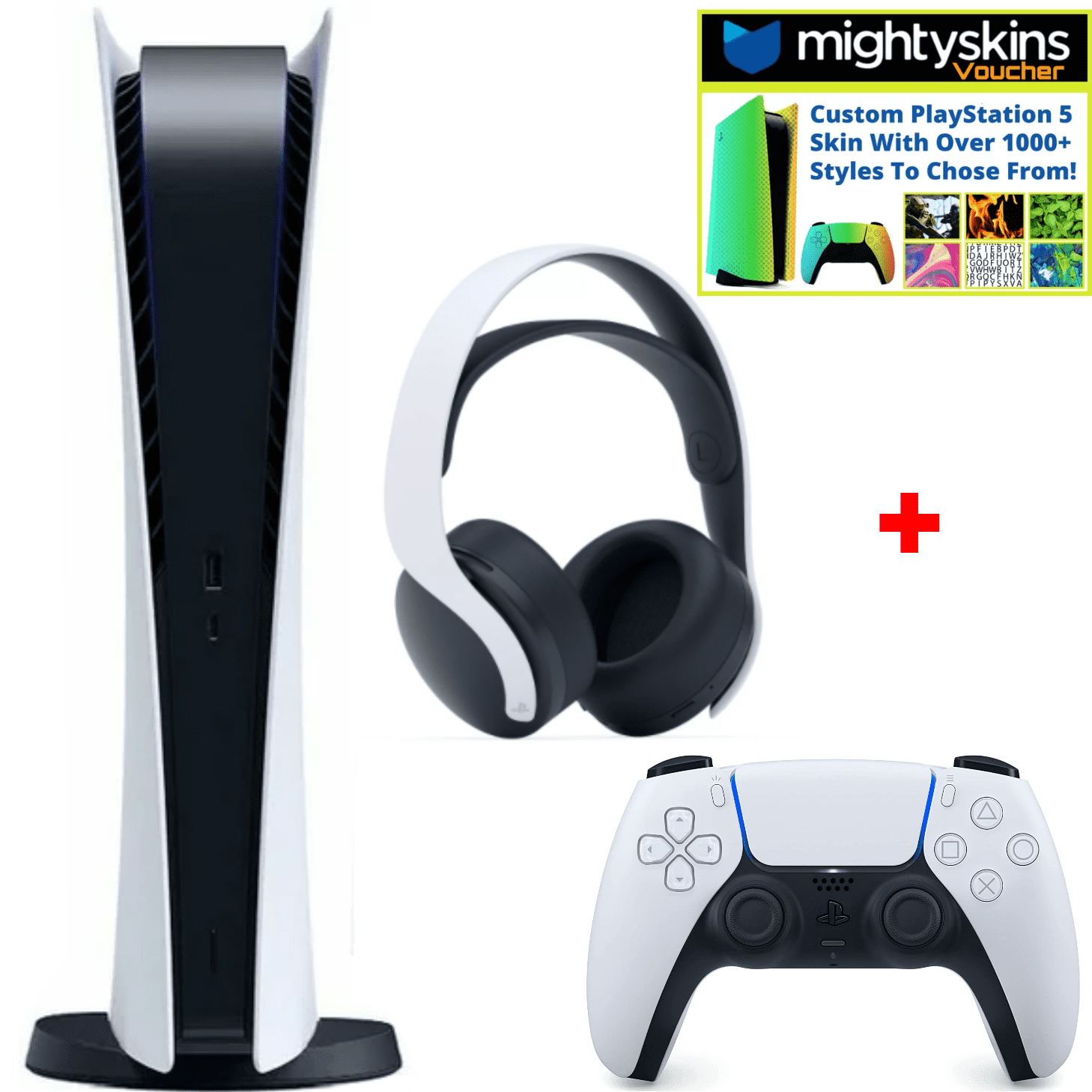 PlayStation 5 Digital Edition with PS5 Pulse 3D Headset & Mightyskins  Voucher Limited Bundle