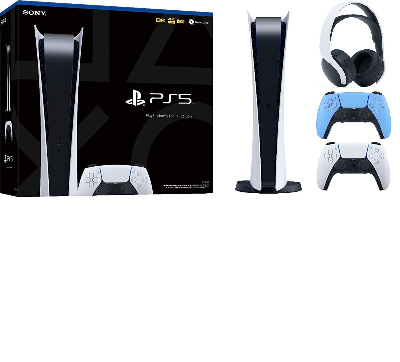 PlayStation 5 Digital Edition with PS5 Starlight Blue DualSense