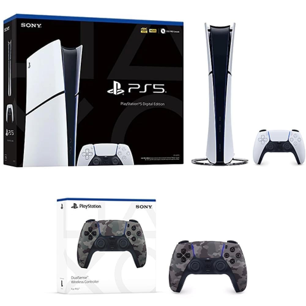 PlayStation 5 Digital Slim Console + PlayStation 5 DualSense Wireless Controller Gray Camouflage