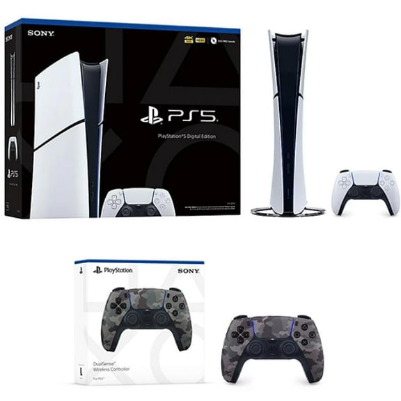 PlayStation 5 Digital Slim Console + PlayStation 5 DualSense Wireless Controller Gray Camouflage