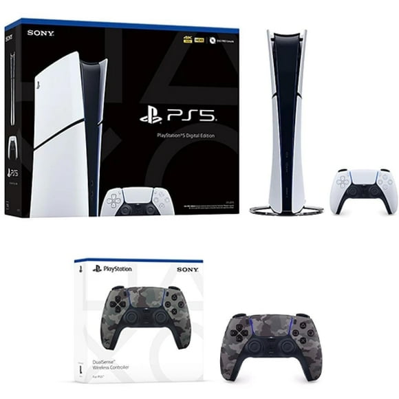 PlayStation 5 Digital Slim Console + PlayStation 5 DualSense Wireless Controller Gray Camouflage