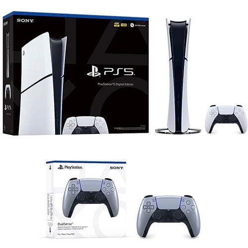 PlayStation 5 Digital Slim Console + PlayStation 5 DualSense Wireless Controller Sterling Silver
