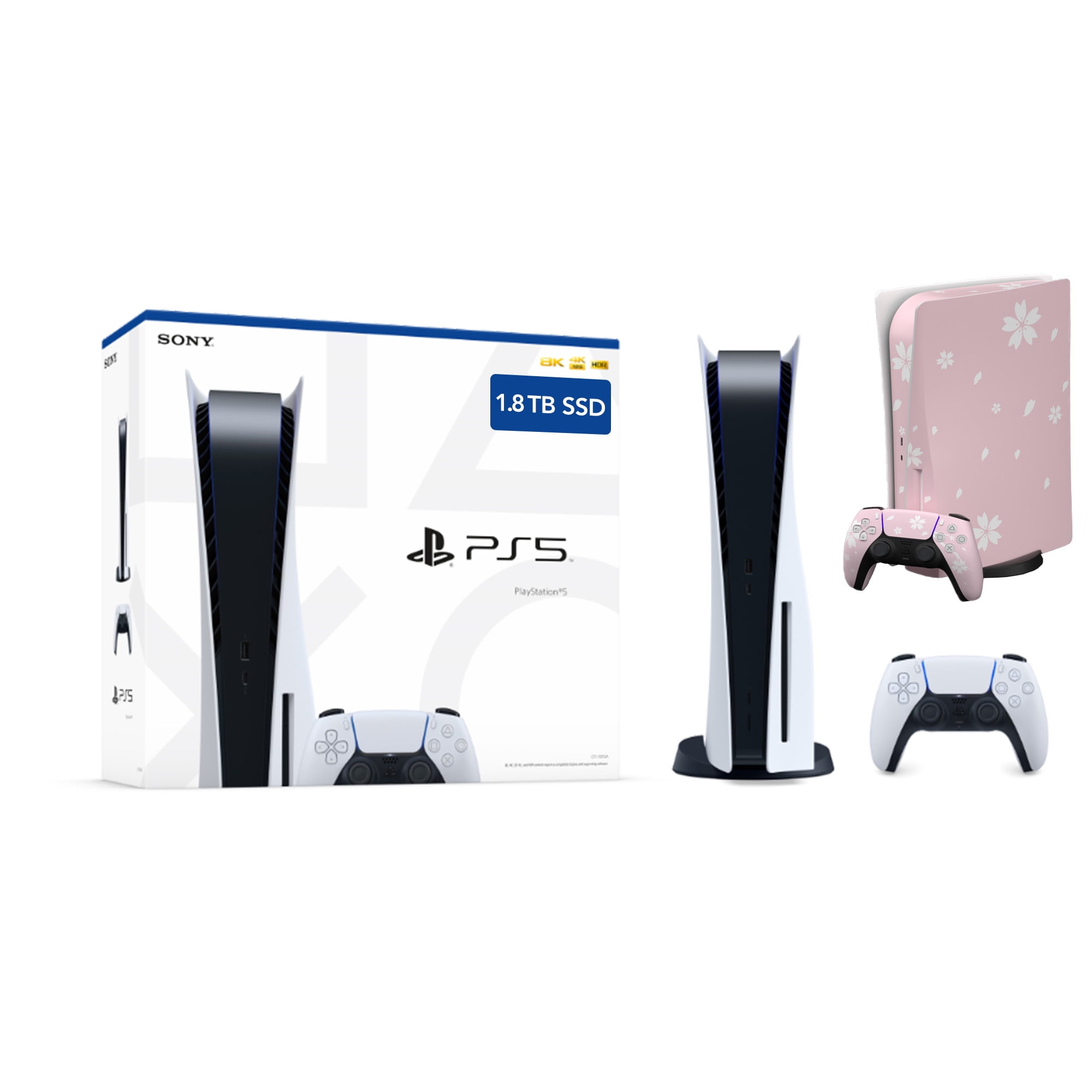 PlayStation 5 Disc 1.8TB Upgraded SSD PS5 Gaming Console, Mytrix Full Body  Skin Sticker, Sakura - PS5 Disc Version JP Region Free