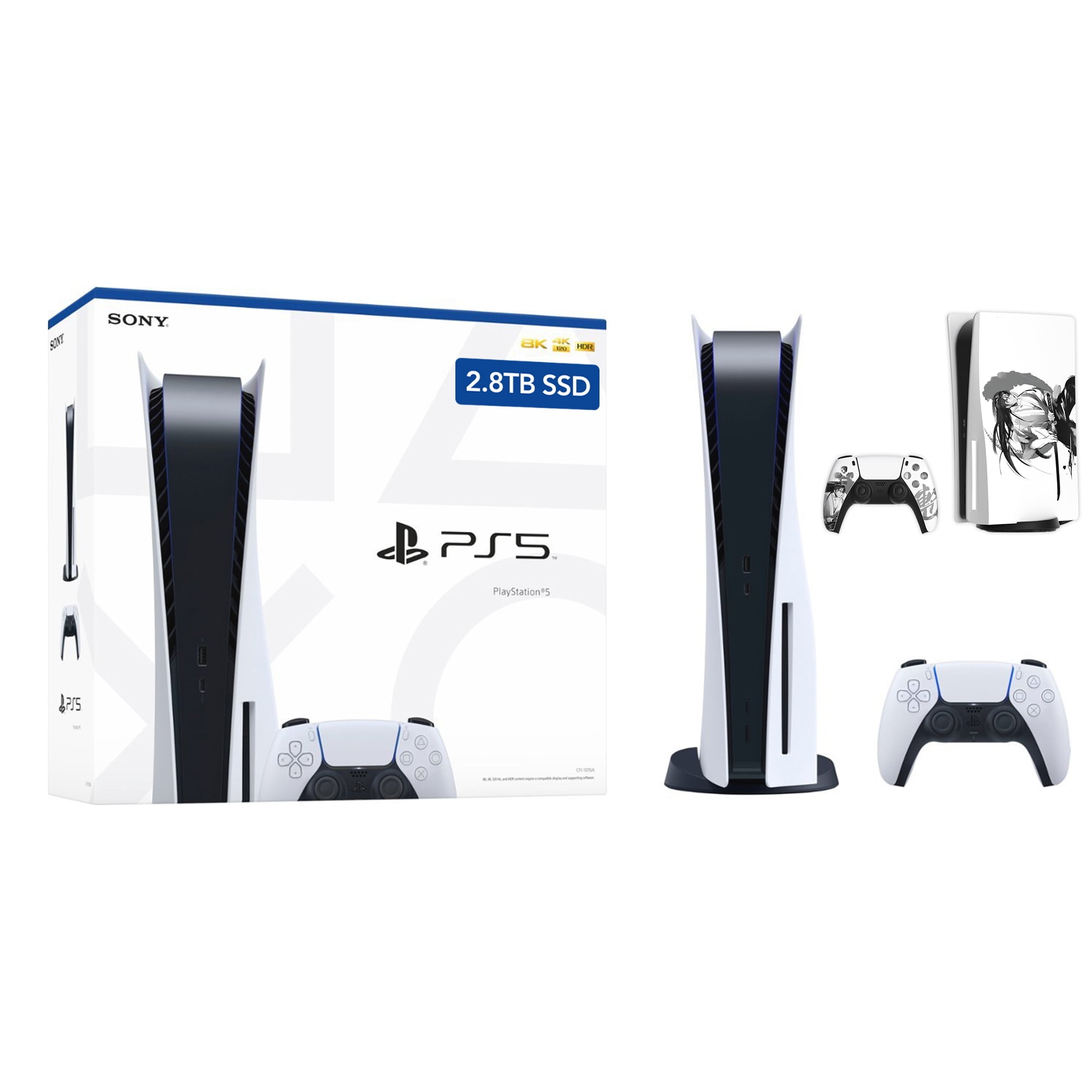 PlayStation 5 Disc 2.8TB Upgraded SSD PS5 Gaming Console, Mytrix Full Body  Skin Sticker, Samurai - PS5 Disc Version JP Region Free 