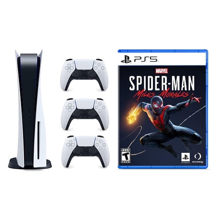 PlayStation 5 Disc Bundle with Spiderman Miles Morales & 3 DualSense Controllers