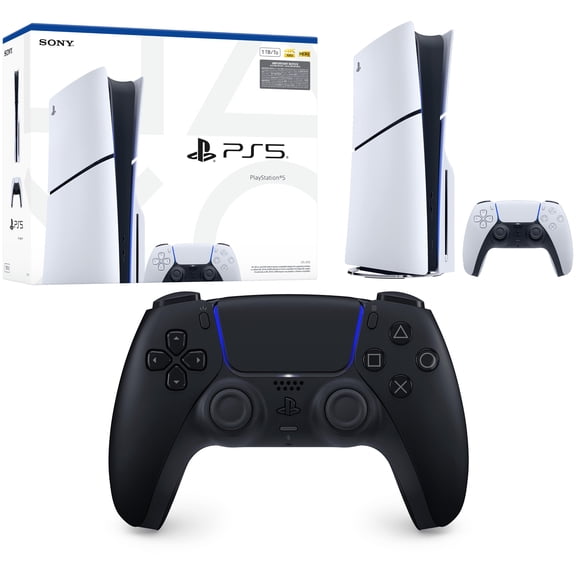 PlayStation 5 Disc Console Slim - 1TB with Sony PS5 DualSense Wireless Controller - Midnight Black