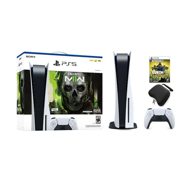 PlayStation 5 Disc Edition Call of Duty Modern Warfare II Bundle with Rainbow 6 Extraction and Mytrix Controller Case