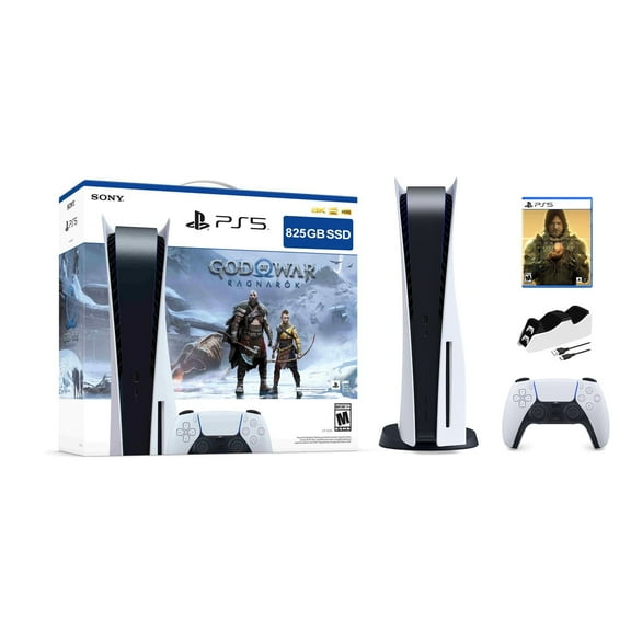 PlayStation 5 Disc Edition God of War Ragnarok Bundle with Death Stranding and Mytrix Controller Charger