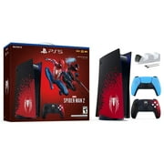 PlayStation 5 Disc Edition Marvel's Spider-Man 2 Limited Bundle with Two Controllers Spider-Man and Starlight Blue DualSense and Mytrix Dual Controller Charger - PS5 Gaming Console