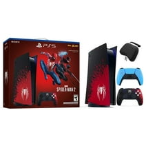 PlayStation 5 Disc Edition Marvel's Spider-Man 2 Limited Bundle with Two Controllers Spider-Man and Starlight Blue DualSense and Mytrix Hard Shell Protective Controller Case - PS5 Gaming Console