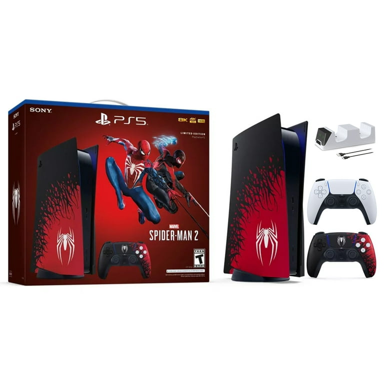 PlayStation 5 Disc Edition Marvel's Spider-Man 2 Limited Bundle with Two  Controllers Spider-Man and White Dualsense and Mytrix Dual Controller  Charger