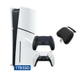 thumbnail image 1 of PlayStation 5 Disc Edition with Two Controllers White and Midnight Black DualSense and Mytrix Hard Shell Protective Controller Case - PS5 Gaming Console, 1 of 7