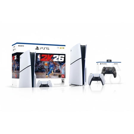PlayStation 5 Disc Slim Edition NBA 2K26 Bundle + PlayStation 5 DualSense Wireless Controller Gray Camouflage