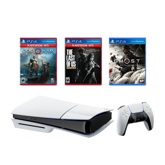 PlayStation 5 Disc Slim Version 1TB SSD PS5 Console with Wireless Controller with The Last of Us Remastered, God of War & Ghost Of Tsushima - CFI-2015 PS5