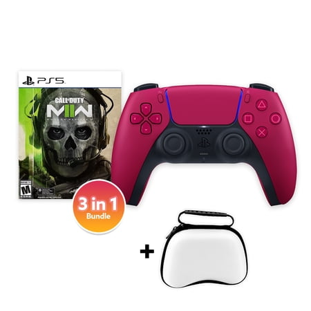 PlayStation 5 DualSense Controller Cosmic Red with Call of Duty Modern Warfare II and Mytrix Hard Shell Controller Protective Case - 3 in 1 Bundle for PS5