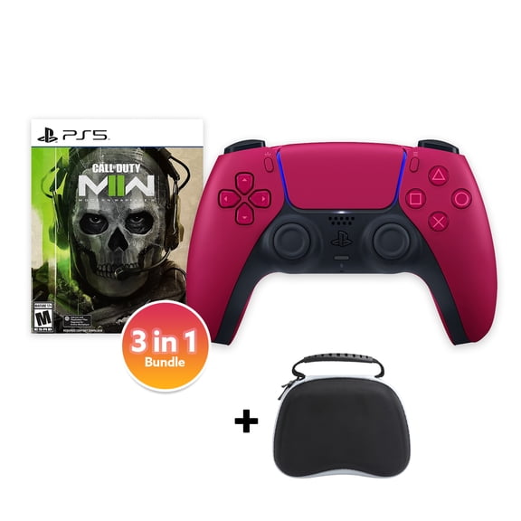 PlayStation 5 DualSense Controller Cosmic Red with Call of Duty Modern Warfare II and Mytrix Hard Shell Controller Protective Case - 3 in 1 Bundle for PS5
