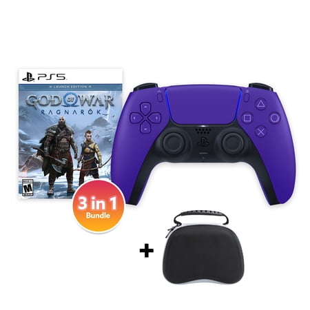 PlayStation 5 DualSense Controller Gray Camouflage with Horizon Forbidden West and Mytrix Dual Controller Charger - 3 in 1 Bundle for PS5