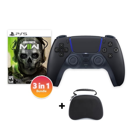 PlayStation 5 DualSense Controller Midnight Black with Call of Duty Modern Warfare II and Mytrix Hard Shell Controller Protective Case - 3 in 1 Bundle for PS5