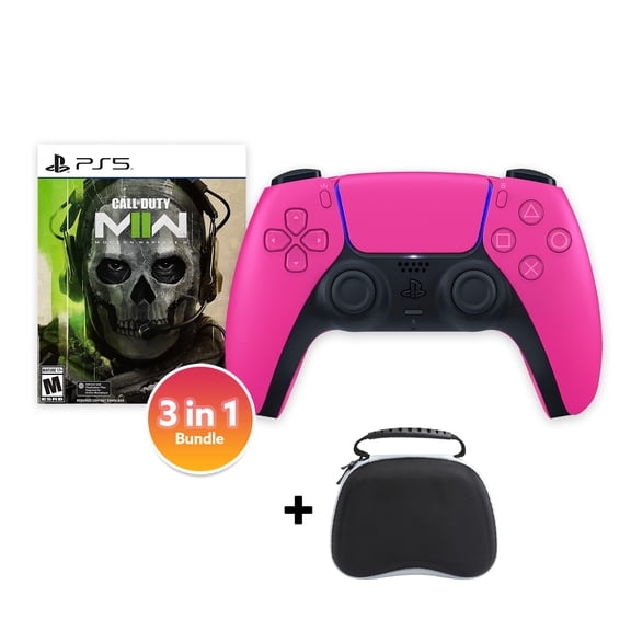 PlayStation 5 DualSense Controller Nova Pink with Call of Duty Modern Warfare II and Mytrix Hard Shell Controller Protective Case - 3 in 1 Bundle for PS5