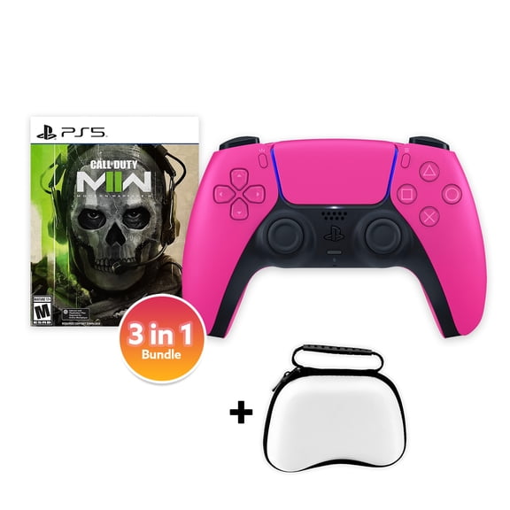 PlayStation 5 DualSense Controller Nova Pink with Call of Duty Modern Warfare II and Mytrix Hard Shell Controller Protective Case - 3 in 1 Bundle for PS5