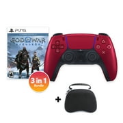 PlayStation 5 DualSense Controller Volcanic Red with God of War Ragnarok and Mytrix Hard Shell Controller Protective Case - 3 in 1 Bundle for PS5