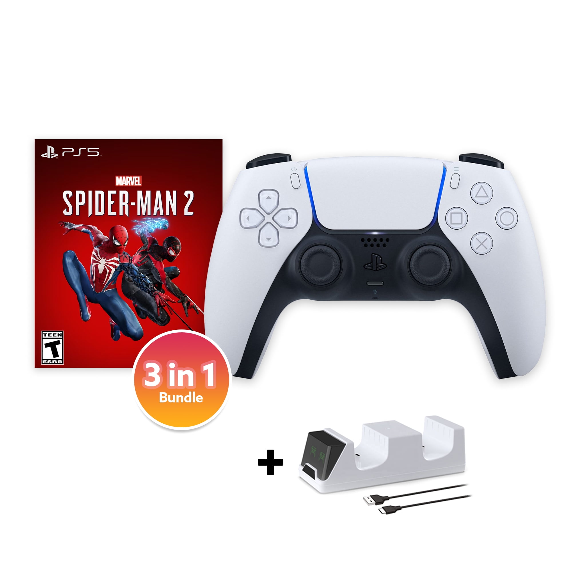 PlayStation 5 DualSense Controller White with SpiderMan 2 and Mytrix