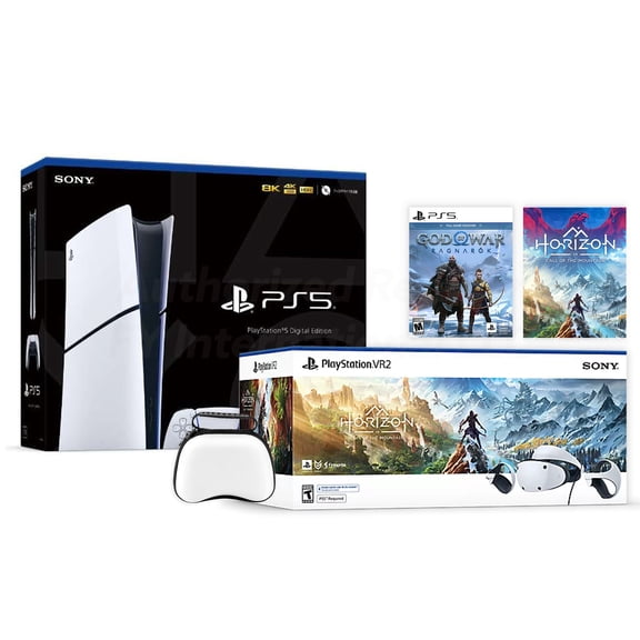PlayStation 5 God of War Ragnarok & PSVR2 Horizon Call of the Mountain Deluxe Combo, VR2 Headset, Sense Controllers, PS5 Digital Console, DualSense, 4K HDR, with Mytrix Case- PS5 VR2 Bundle